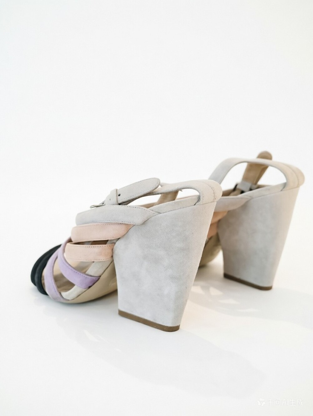 Dries Van Noten grey black lavander strappy sandals - Picture 4 of 12